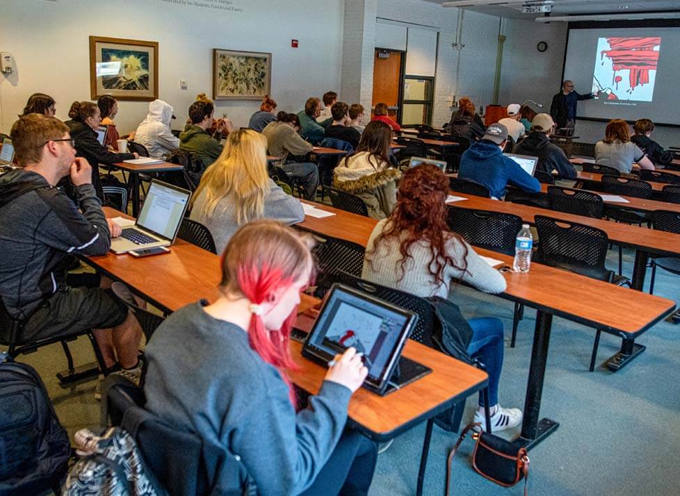 A photo of an art history class lecture