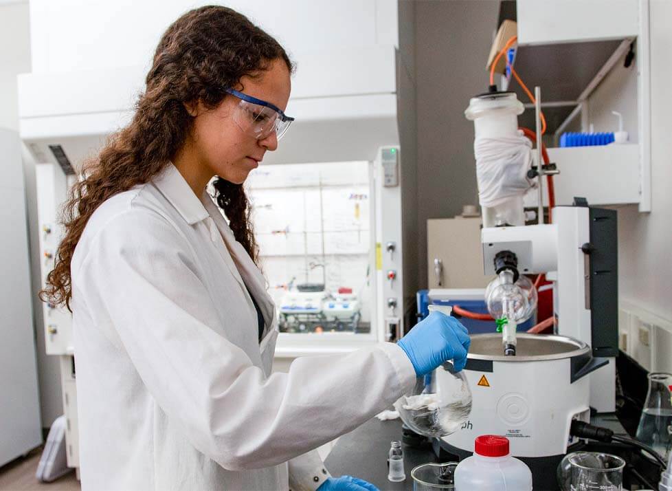 A photo of a person in a lab