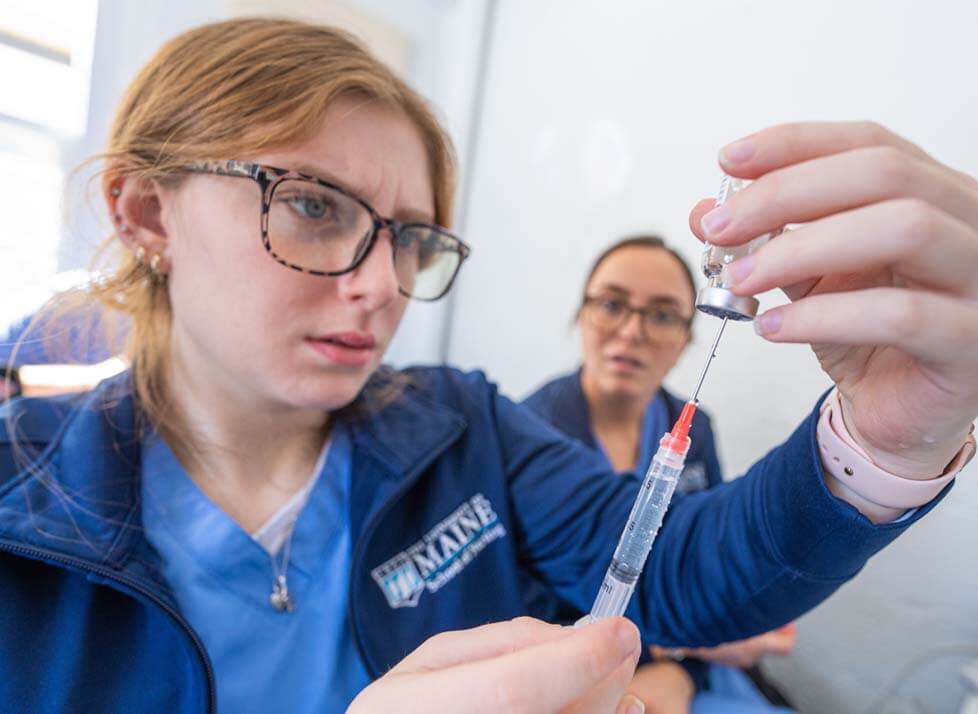 A photo of two nursing students