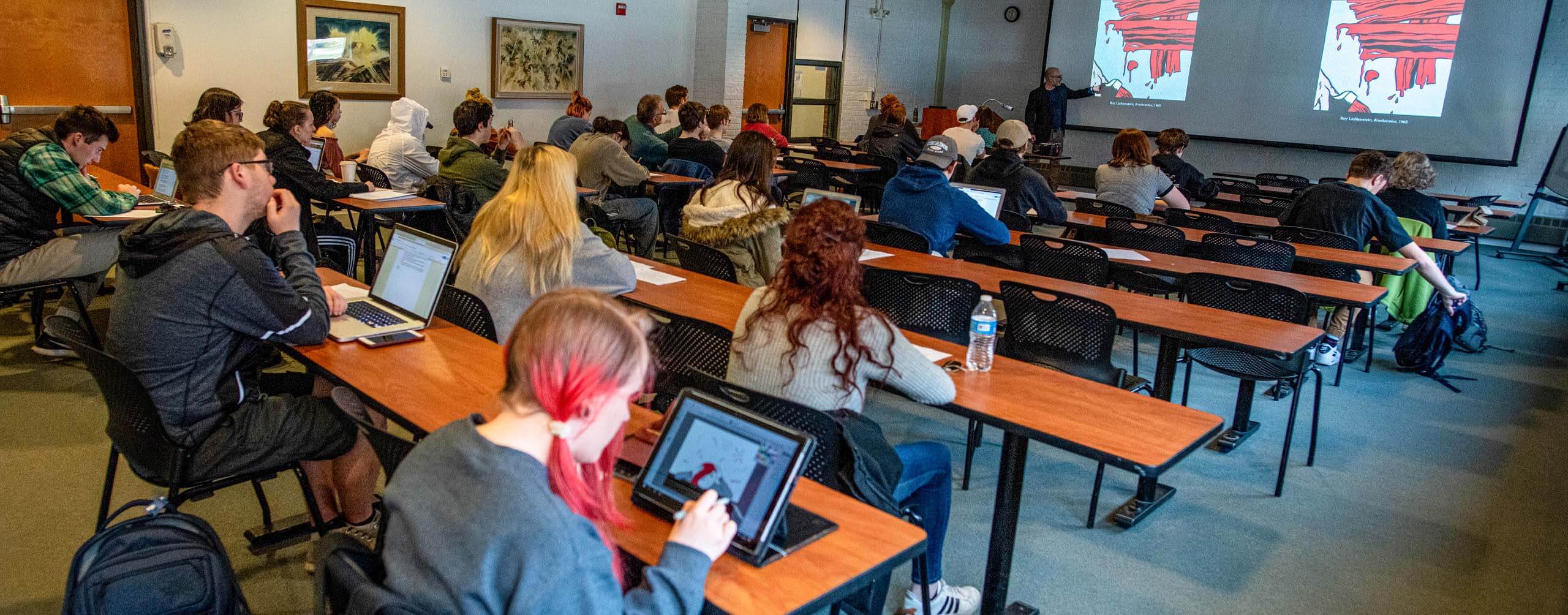 A photo of an art history class lecture