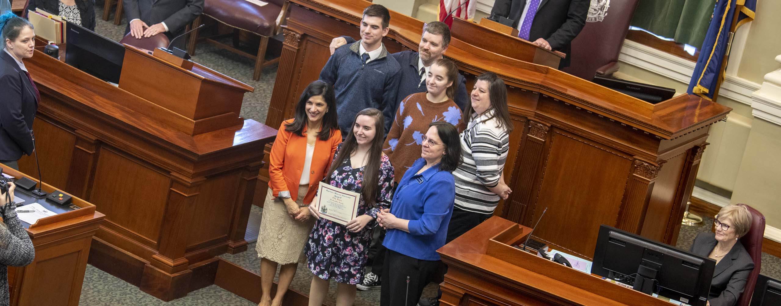 A photo of students in Maine's State House